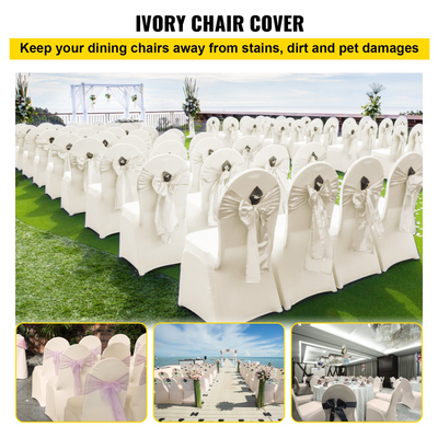 Stretch Spandex Folding Chair Covers, Universal Fitted Chair Cover, Removable Washable Protective Slipcovers, for Wedding, Holiday, Banquet, Party, Celebration, Dining (100PCS Ivory White)