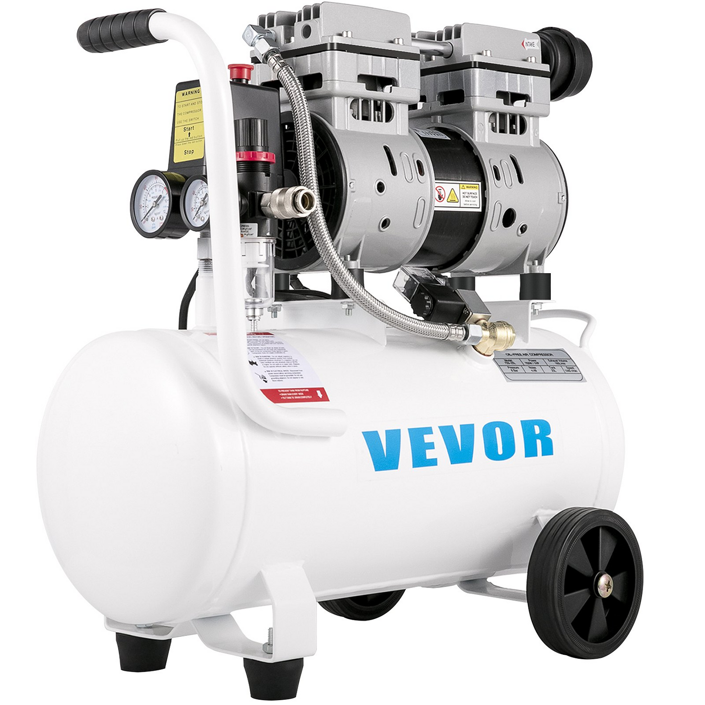 VEVOR Air Compressor 6.6 Gallon, Portable Air Compressor 1 HP, Oil Free Air Compressor Steel Tank 750W, Pancake Air Compressor 115 PSI, Ultra Quiet Compressor for Home Repair, Tire Inflation