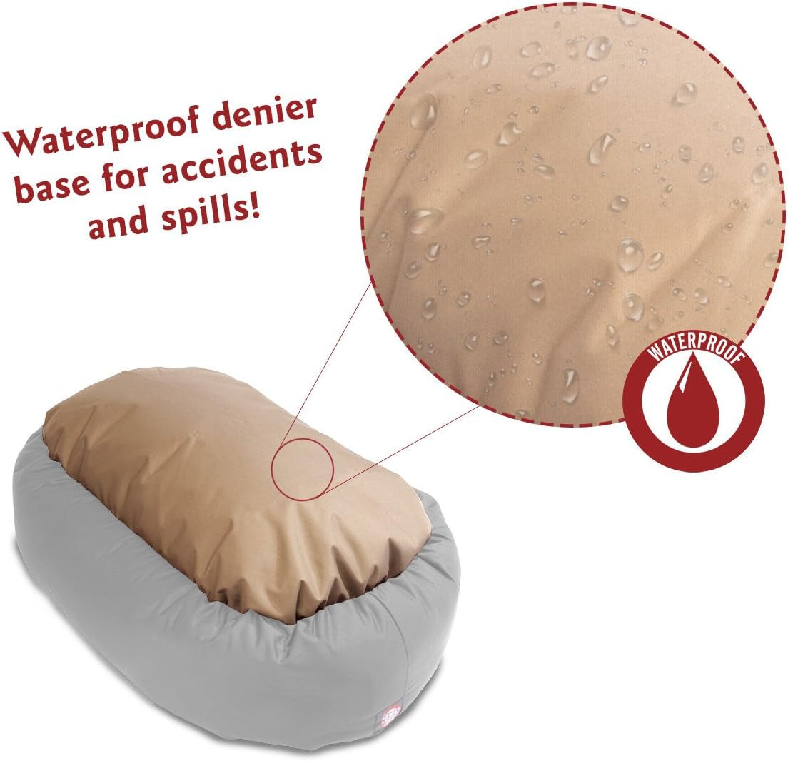Majestic Pet 52 Inch Links Sherpa Calming Dog Bed Washable – Cozy Soft round Dog Bed with Spine for Head Support - Fluffy Donut Dog Bed 52X35X11 (Inch) – round Pet Bed X- Large - RED