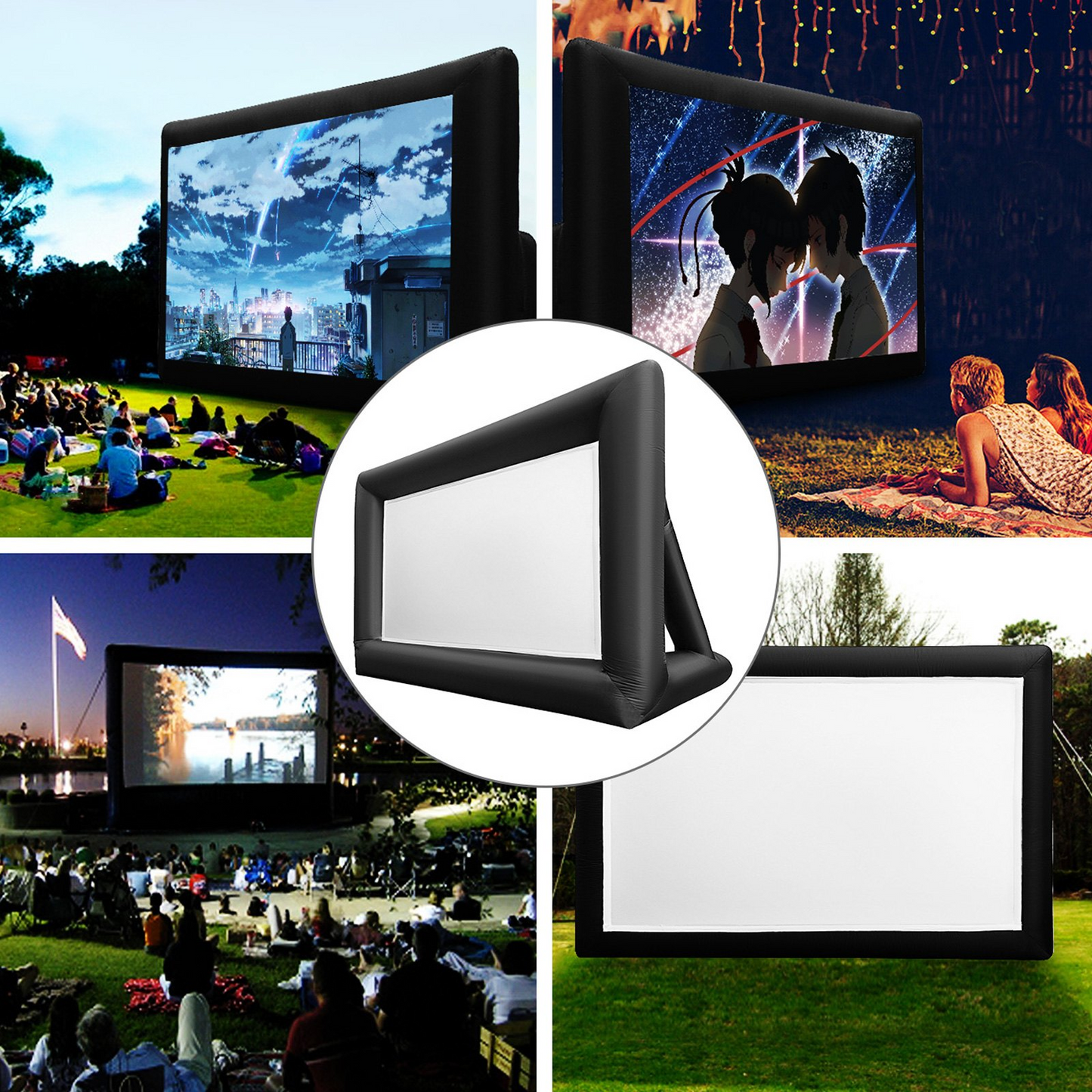 Out Door Projector Inflatable Movie Screen 24FT（288inch） Inflatable Projector Screen for outside with 360W Air Blower Inflatable Screen Oxford Fabric Material Blow Up Screen for Outdoor Movie Supports Front/Rear Projection