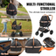 Pet Stroller, 4 Wheels Dog Stroller Rotate with Brakes, 66 lbs Weight Capacity, Puppy Stroller with Detachable Carrier, Storage Basket and Pet Pad, for Small to Medium Sized Dogs, Black