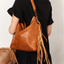 SHOMICO PU Leather Fringe Detail Shoulder Bag