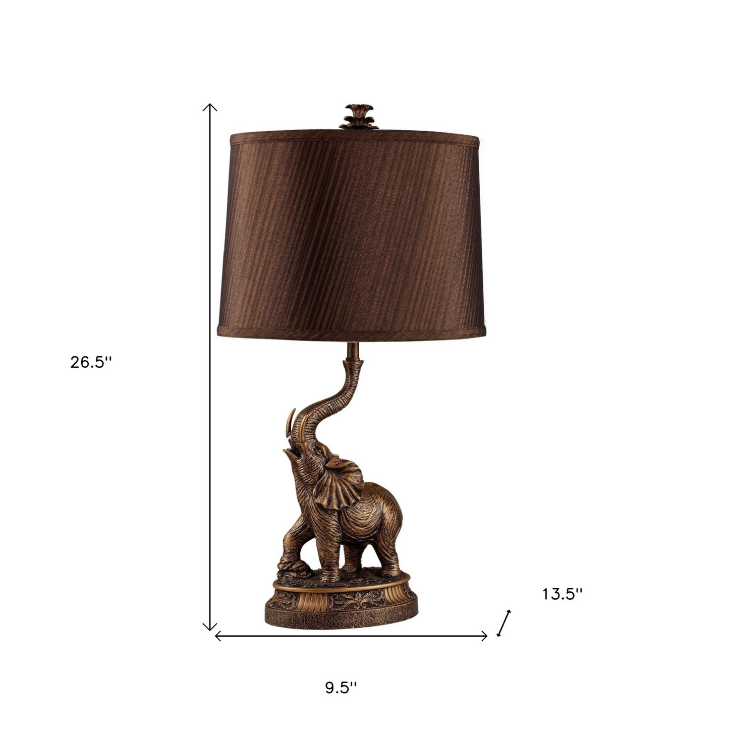 "27"" Bronze Bedside Table Lamp With Brown Shade"