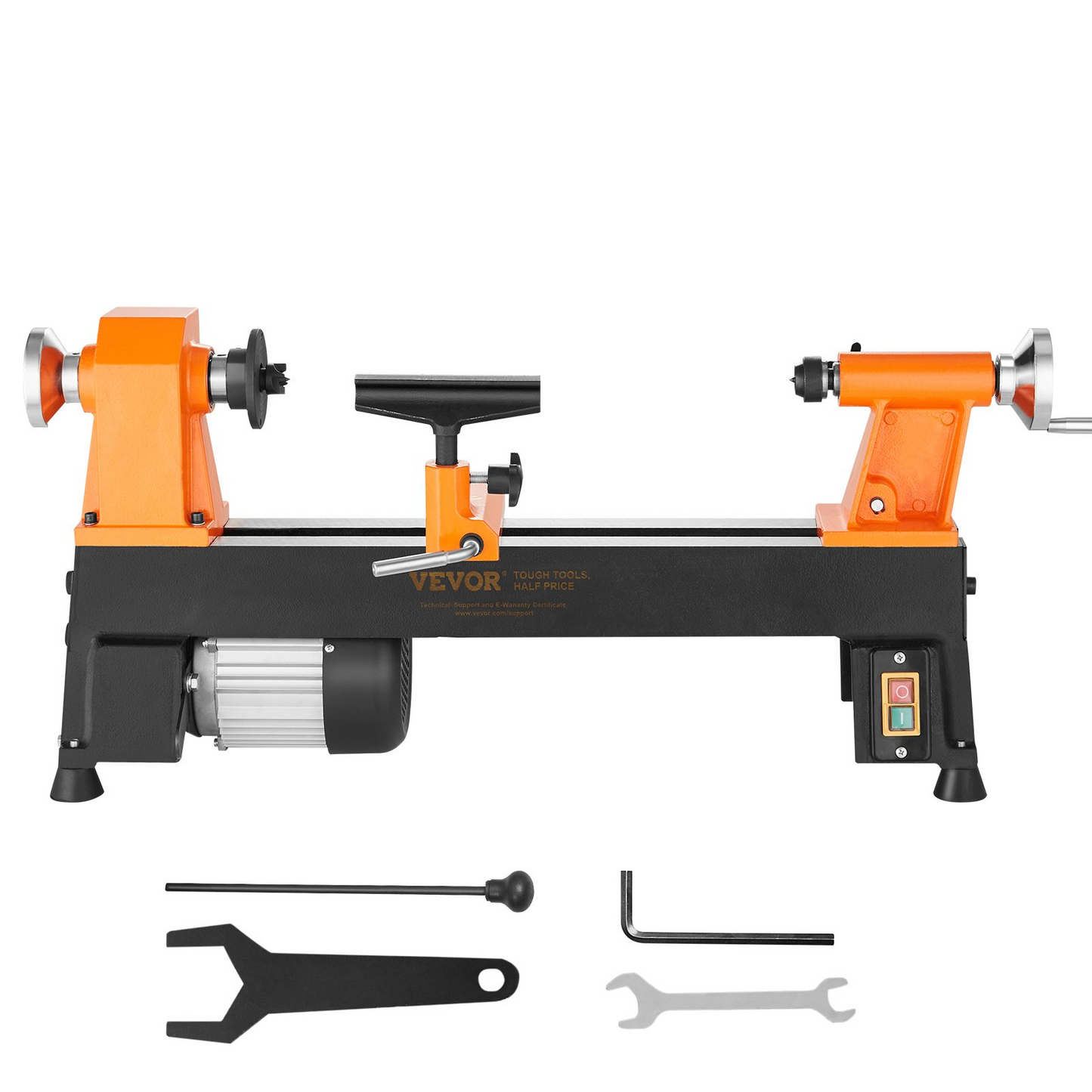 Benchtop Wood Lathe, 10 in x 18 in, 0.5 HP 370W Power Wood Turning Lathe Machine, 5 Variable Speeds 780/1320/1920/2640/3840 RPM with Rod Injection Wrenches Faceplate Foot Pads, for Woodworking