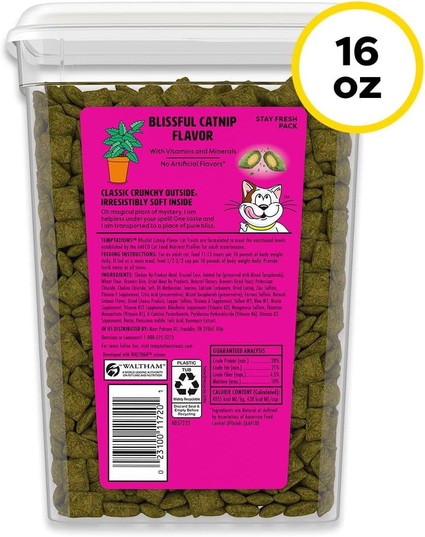 Temptations Classic Crunchy Cat Treats, Blissful Catnip, 16 Oz