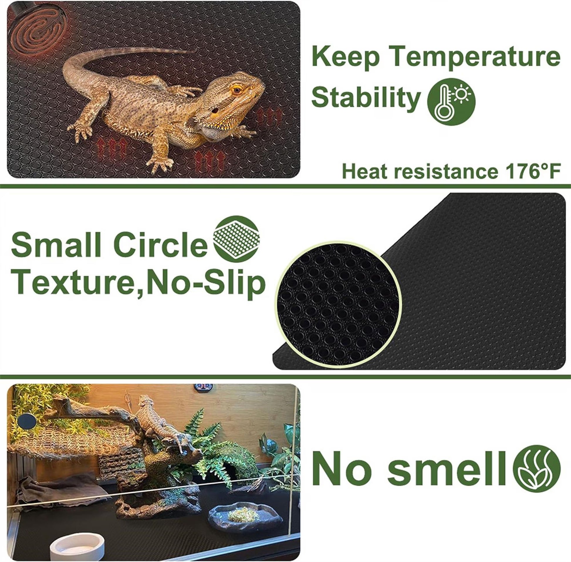 Tutuviw Reptile Carpet Reptile Substrate Floor Reptile Terrarium Mat Liner Durable and Dirt Resistant Reptile Carpet for Leopard Gecko Lizard Bearded Dragon Tank Accessories(Black)