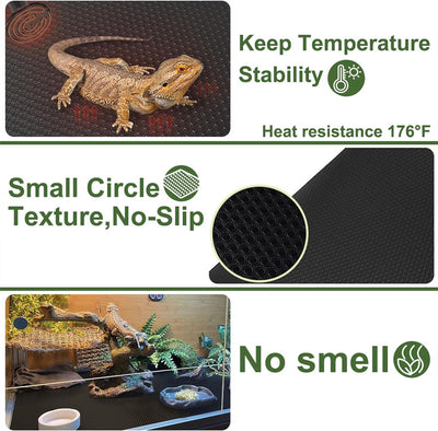 Tutuviw Reptile Carpet Reptile Substrate Floor Reptile Terrarium Mat Liner Durable and Dirt Resistant Reptile Carpet for Leopard Gecko Lizard Bearded Dragon Tank Accessories(Black)