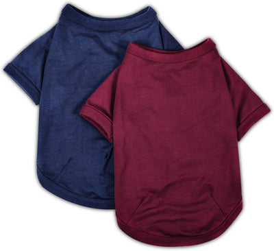 Koneseve 2-Pack Dog Shirt for Small Dogs, Soft Cotton Cat Clothes Plain - S