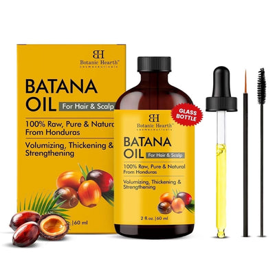 Botanic Hearth Dr Sebi Batana Oil | Lightweight Hair & Scalp Oil (2 Fl Oz Glass Bottle) | 100% Pure, Unrefined Oil from Honduras