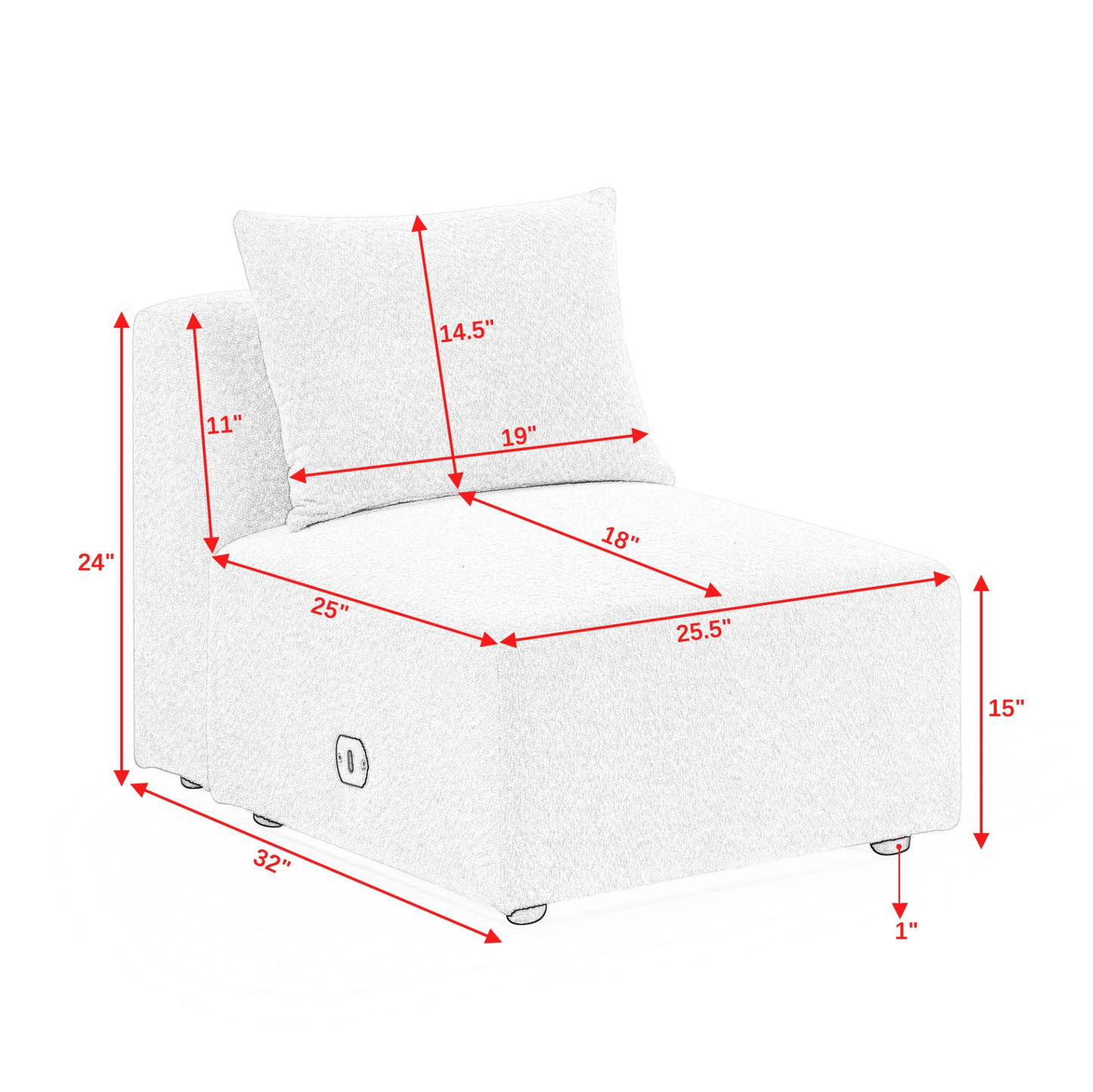 U Shape Sectional Sofa including Two Single Seat, Two Chaises and Two Ottomans, Modular Sofa, DIY Combination, Loop Yarn Fabric, Navy