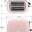 Toaster 2 Slice,Retro Stainless Steel Toaster with 6 Settings, 1.5 in Extra Wide Slots, Bagel/Defrost/Cancel Function, Removable Crumb Tray (Baby Pink)