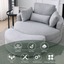 Swivel Accent Barrel Modern Grey Sofa Lounge Club Big Round Chair with Storage Ottoman Linen Fabric for Living Room Hotel with Pillows .2PCS