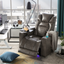 Power Motion Recliner with USB Charging Port and Hidden Arm Storage, Home Theater Seating with 2 Convenient Cup Holders Design and 360° Swivel Tray Table