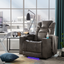 Power Motion Recliner with USB Charging Port and Hidden Arm Storage, Home Theater Seating with 2 Convenient Cup Holders Design and 360° Swivel Tray Table