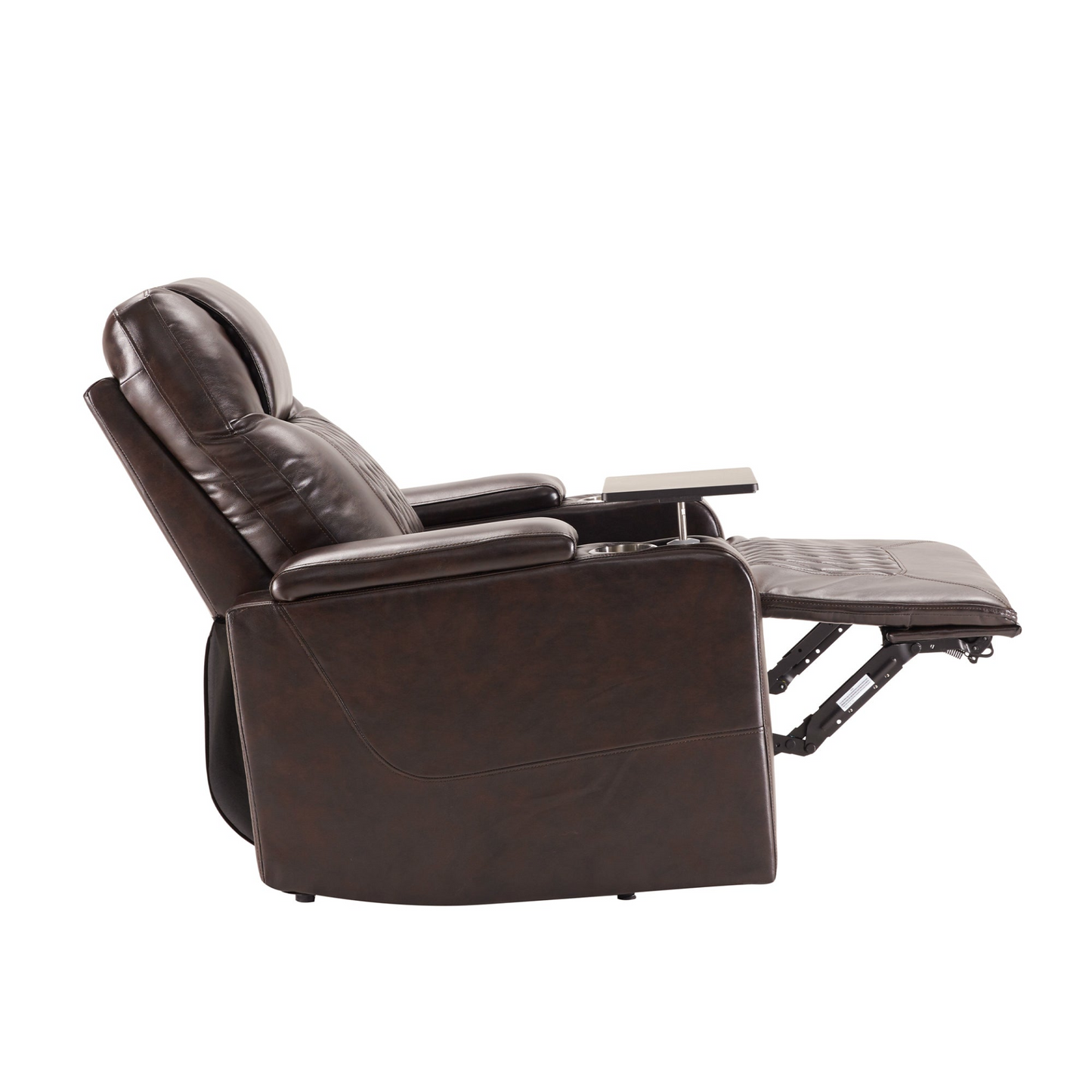 Power Motion Recliner with USB Charging Port and Hidden Arm Storage 2 Convenient Cup Holders Design and 360° Swivel Tray Table,Brown