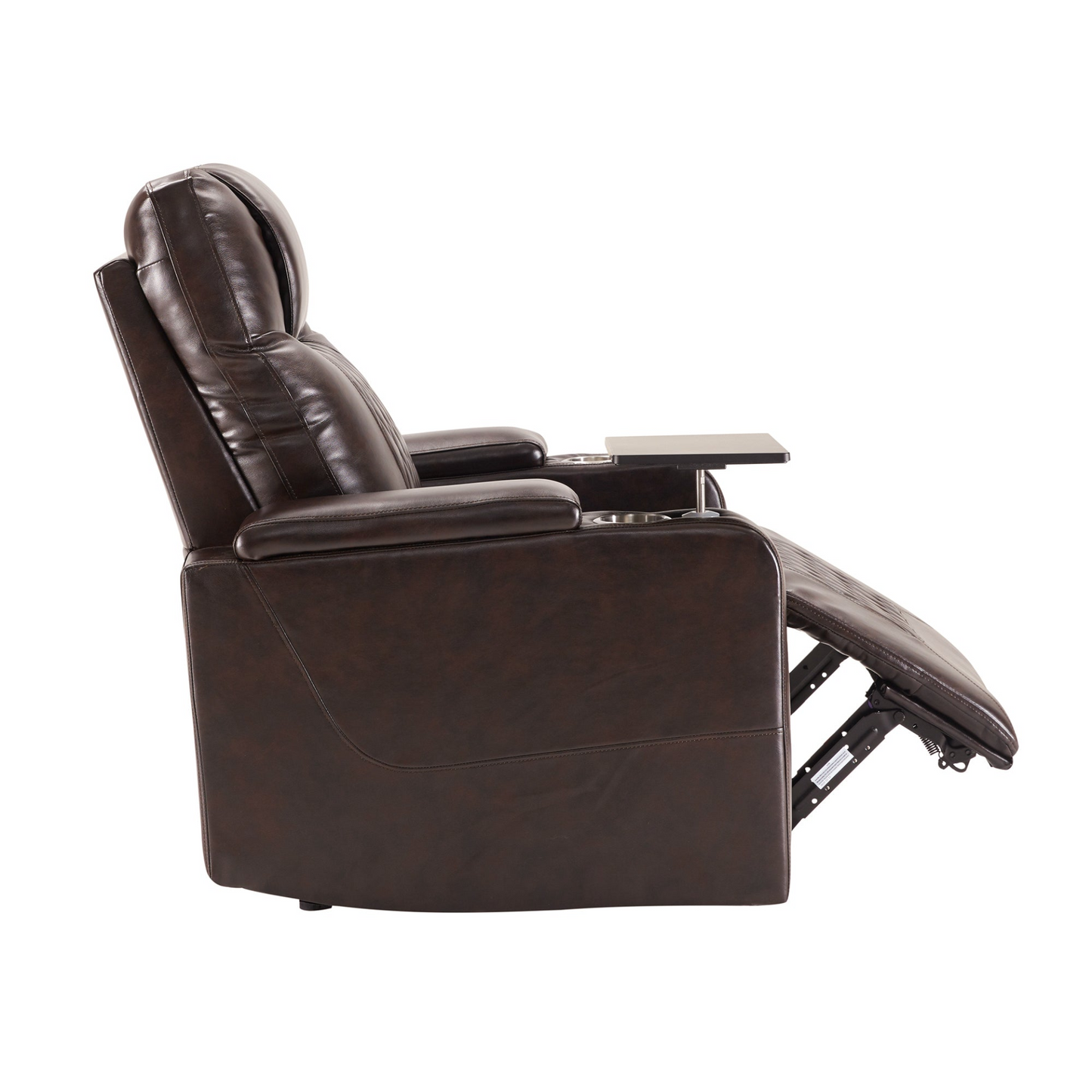 Power Motion Recliner with USB Charging Port and Hidden Arm Storage 2 Convenient Cup Holders Design and 360° Swivel Tray Table,Brown