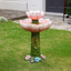 Solar Powered Pink Flower 2-Tier Resin Birdbath Fountain with Lights