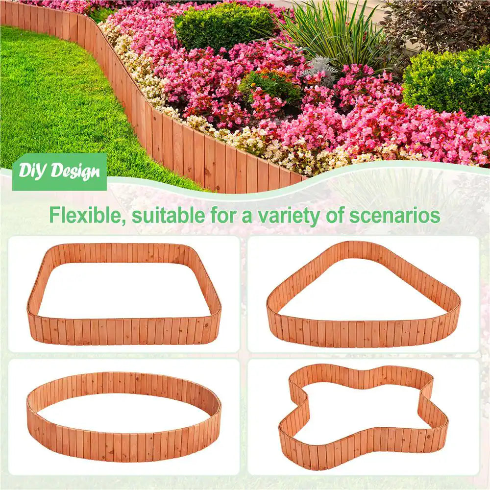 6-Pieces Outdoor Wooden Short Fences Wooden Landscape Border Edging