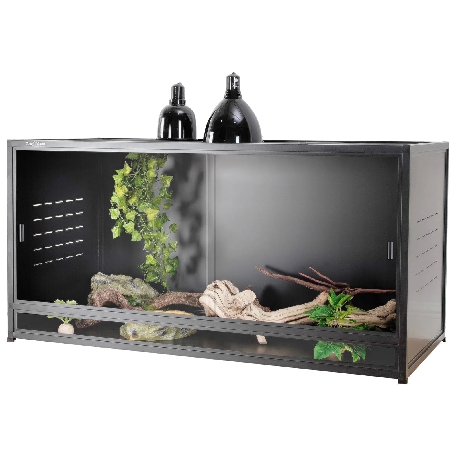 Toxirium 44X20X20 Inch 76 Gallon PVC Reptilie Terrarium, Stackable Enclosure with Sliding Doors for Bearded Dragons, Lizards and Snakes