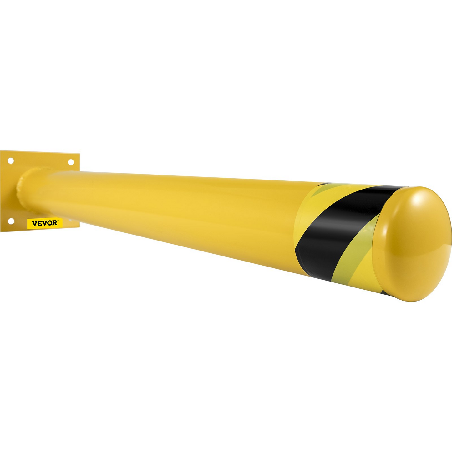 Safety Bollard, 42 Inch Height Bollard Post, 4.5 Inch Diameter Steel Pipe Safety Bollard Post, Yellow Steel Bollard, Steel Safety Bollard with 8 Anchor Bolts, Perfect for Traffic-Sensitive Area