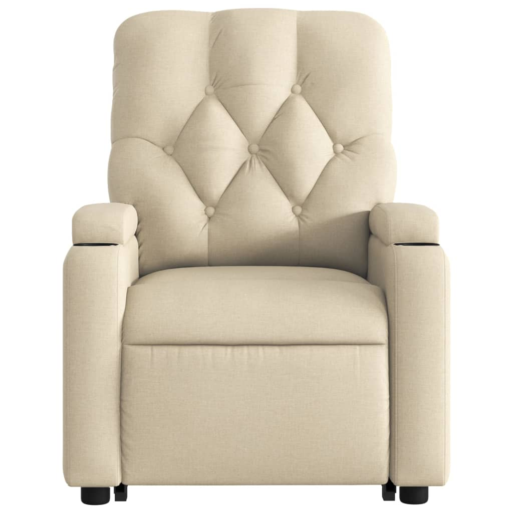 XL Stand up Massage Recliner Chair Cream Fabric