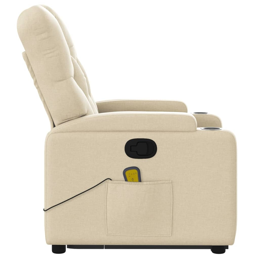 XL Stand up Massage Recliner Chair Cream Fabric