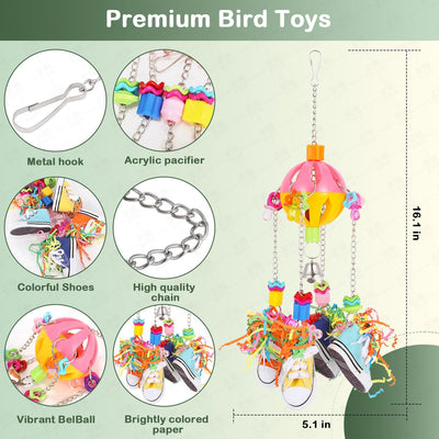 Small and Medium-Sized Bird Toys, Parrot Chewing Sneakers Acrylic Amazon Parrot, Love Birds, Parrot, Parrot, Bell Ball Birdcage Toys.
