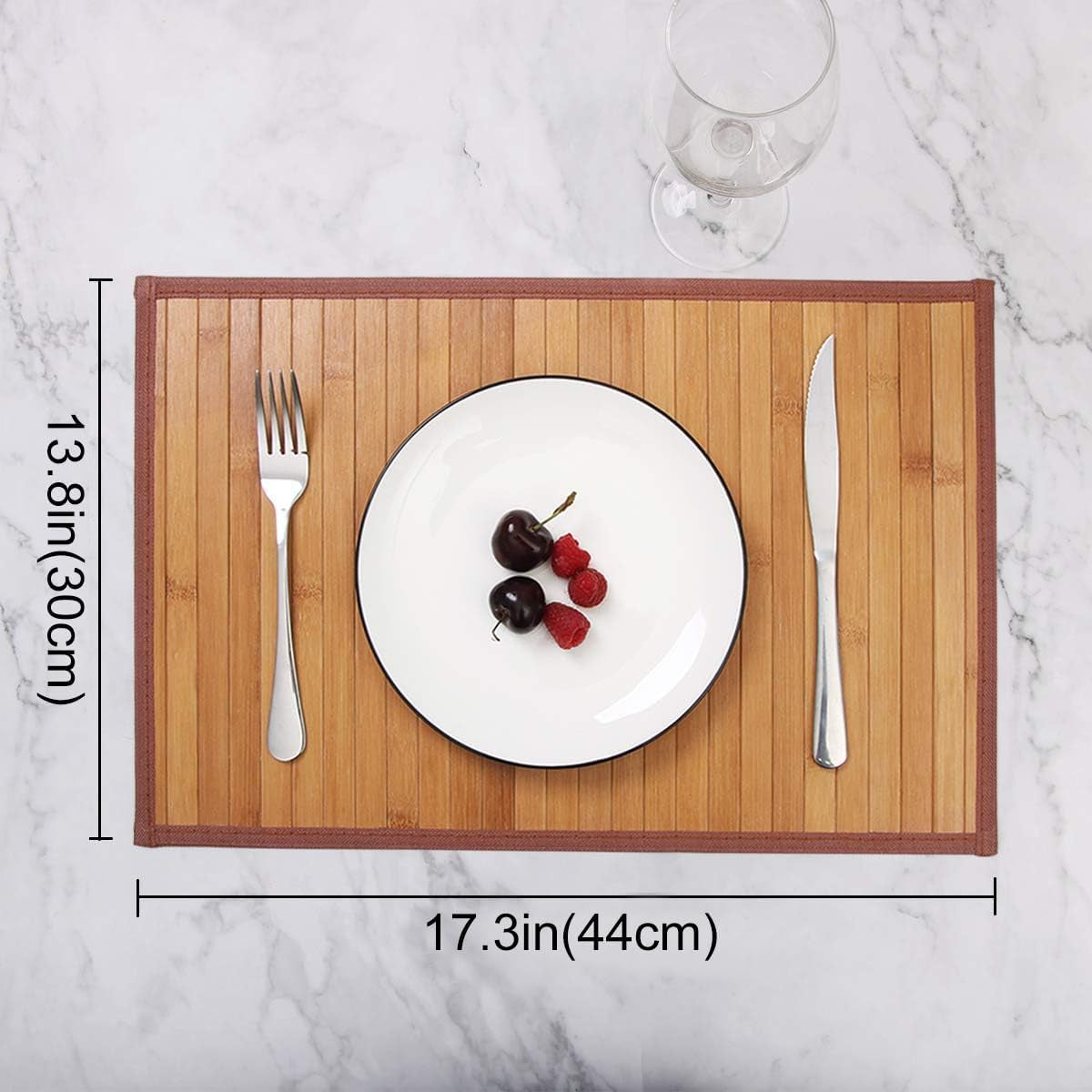 Bamboo Placemats Set of 4, Heat Resistant Place Mats for Dining Table, Durable Bamboo Table Mats, Stain Resistant & Easy Clean Placemats for Kitchen, Indoor/Outdoor Use 11.5 X 17.5 Inch