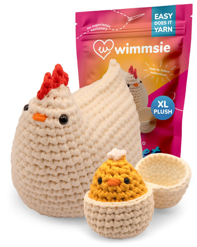 Wimmsie Beginner Crochet Kit for Adults Kids and Teens - Chicken & Egg - White