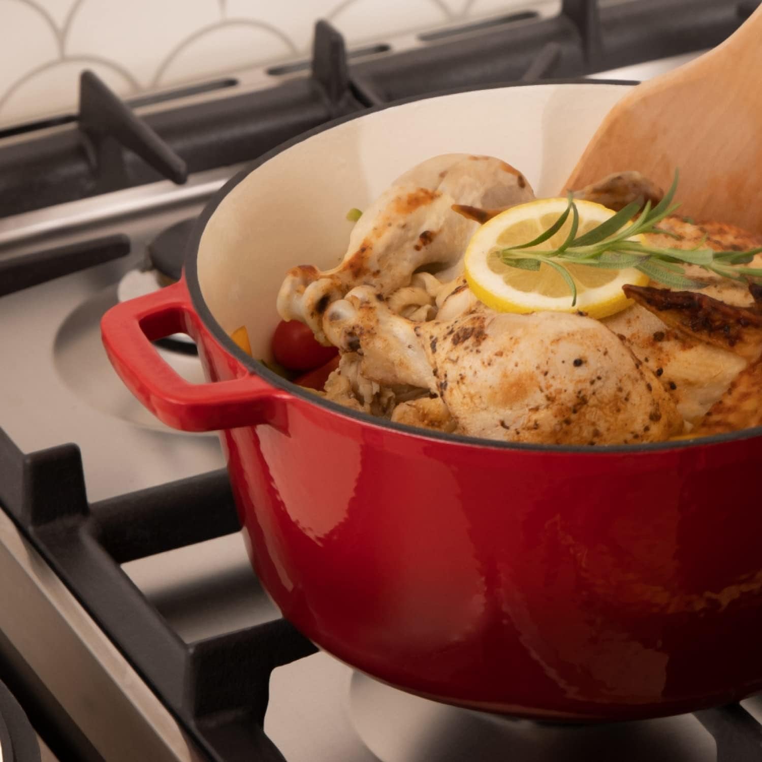 Bruntmor 2-In-1 Pre-Seasoned Cast Iron Dutch Oven with Skillet Lid - 5 Qt round Cast Iron Pot for Bread, Casserole, Braising - Heavy Duty Enamel Cookware Set, Double Dutch Oven - 13.5 X 7-Inch, Black