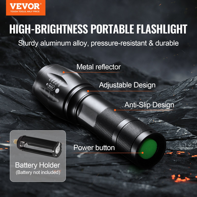 2 Pack Flashlights 3000 High Lumens 5 Modes Adjustable Focus Flashlight