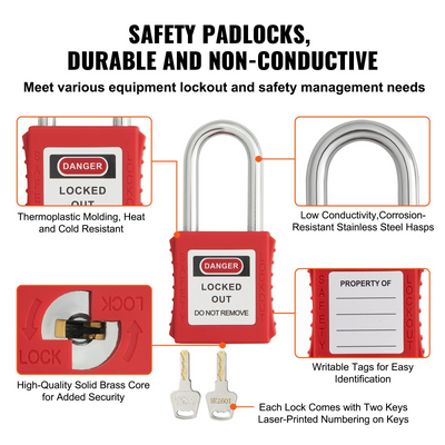 Electrical Lockout Tagout Kit, 47 PCS Safety Loto Kit Includes Padlocks, Hasps, Tags, Nylon Ties, Plug Lockouts, Circuit Breaker Lockouts, and Carrying Bag, for Industrial, Electric Power