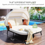 74.8" L Patio Daybed with Retractable Canopy, Outdoor Rattan PE Wicker Back Loveseat Sofa Set with Throw Pillows and Cushions for Backyard, Poolside, Garden, Beige