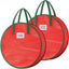 Wreath Storage Container, 2 Pack Christmas Wreath Storage Bag with Sturdy Handle, Two-Way Zipper,Durable Wreath Storage Organizer Box for Holiday Decoration (Red, 24"X8")