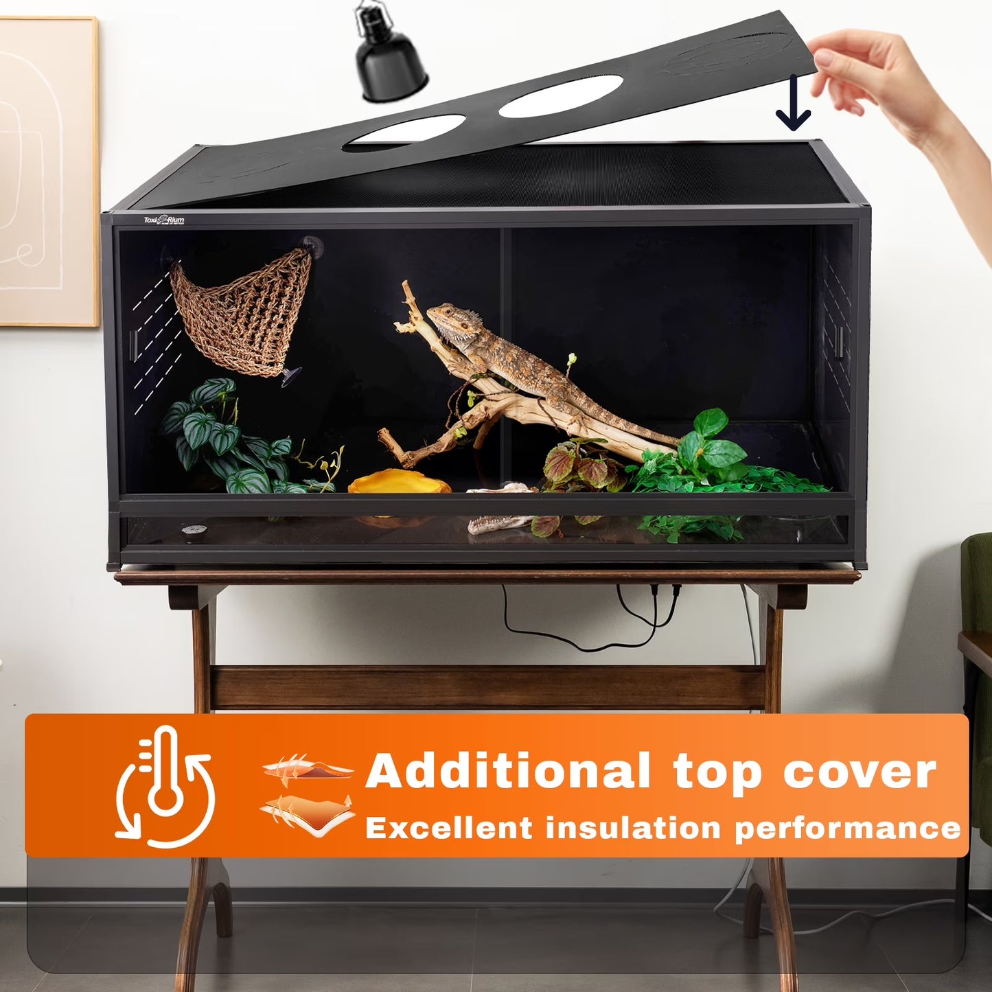 Toxirium 44X20X20 Inch 76 Gallon PVC Reptilie Terrarium, Stackable Enclosure with Sliding Doors for Bearded Dragons, Lizards and Snakes