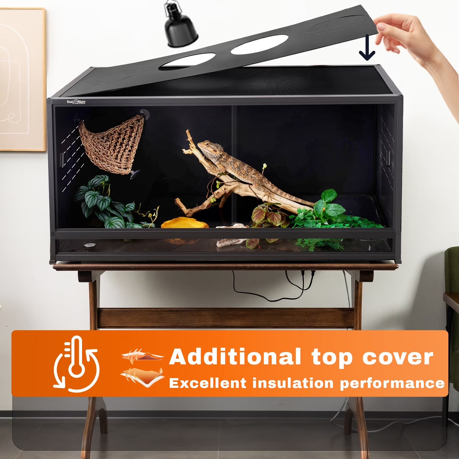 Toxirium 44X20X20 Inch 76 Gallon PVC Reptilie Terrarium, Stackable Enclosure with Sliding Doors for Bearded Dragons, Lizards and Snakes