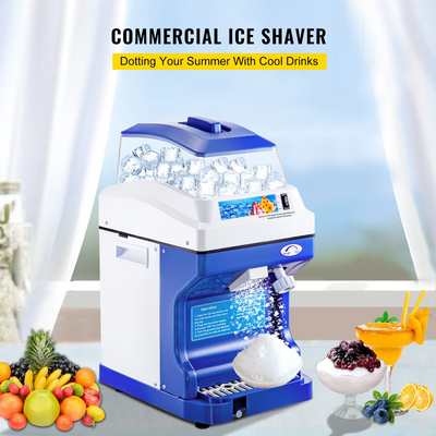 110V Commercial Ice Shaver Crusher 441LBS/H with 11LBS Hopper, 300W Tabletop Electric Snow Cone Maker 320 RPM Rotate Speed Perfect For Parties Events Snack Bar