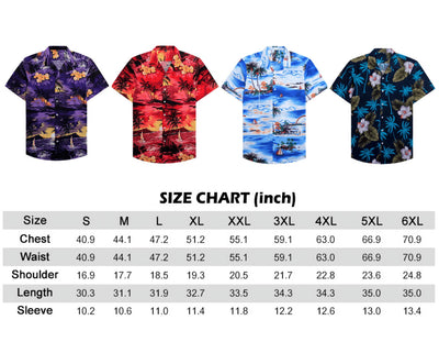 Alimens & Gentle 100% Cotton Short Sleeve Hawaiian Shirts for Men Casual Button down Shirt