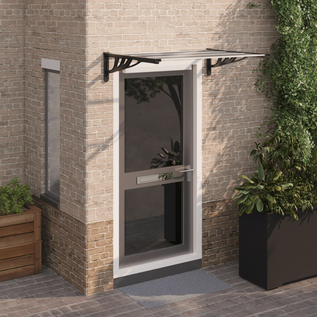 Door Canopy Black and Transparent 48"x35.4" Polycarbonate