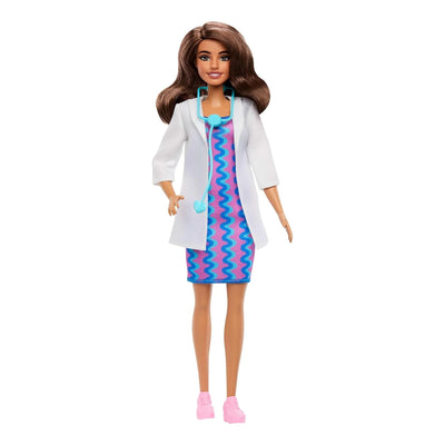 Careers Doctor Fashion Doll Wearing Removable Look with White Coat, Dress & Shoes, plus Stethoscope Accessory