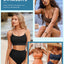 Eytino Women'S Bikini Swimsuit Shirred Solid Color 2 Piece High Waisted Swimsuit Scoop Neck Adjustable Shell Strap Bathing Suits Bikini Set 2025 Womens Swimwear Orange L