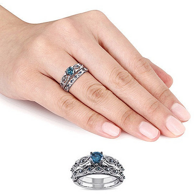 Oceanika Sapphire Crystal Filigree Ring With Band