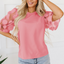 Aliza Applique Mesh Half Sleeve Blouse