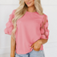 Aliza Applique Mesh Half Sleeve Blouse