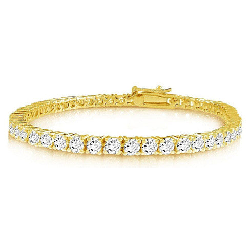 Brilliant Bracelet - A 14kt Gold Plated Brilliant Cut and Shine Diamond CZ Tennis Bracelet