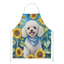 White Poodle in Sunflowers Apron