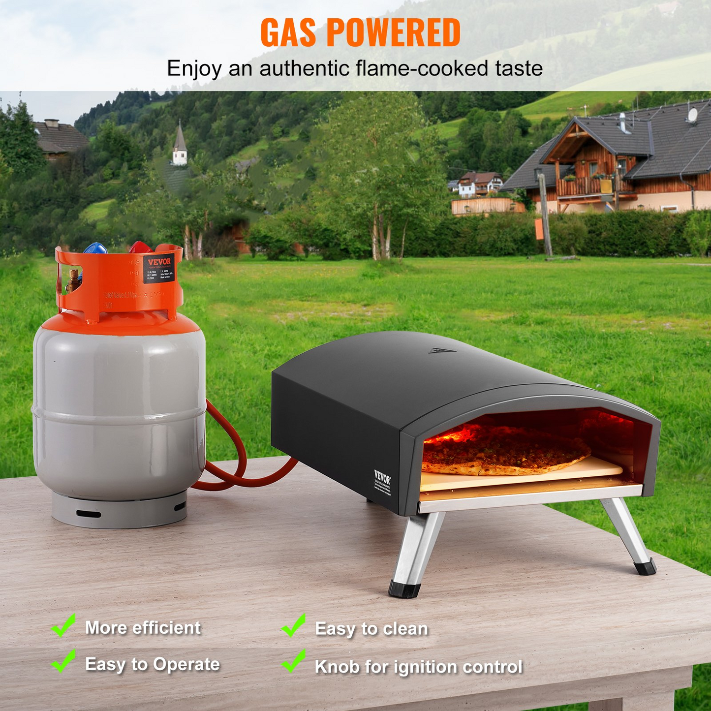 VEVOR 12" Outdoor Pizza Oven Portable Gas Oven Iron Spray Foldable for Camping