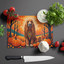 Afghan Hound Fall Glass Cutting Board