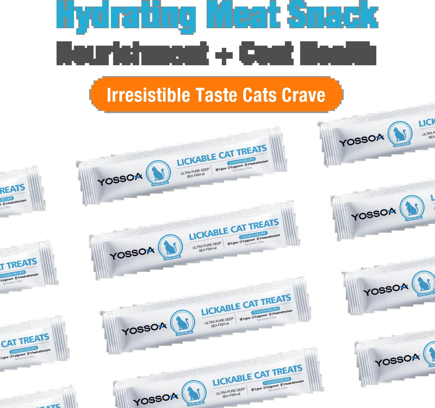 YOSSOA Lickable Wet Cat Treats, Squeezable Creamy Purée Cat Treat Delectables Squeeze Lickable Treats, Squeeze Stick Lickable Treats for Cats No Added Fillers, No By-Products, No Added Preservatives