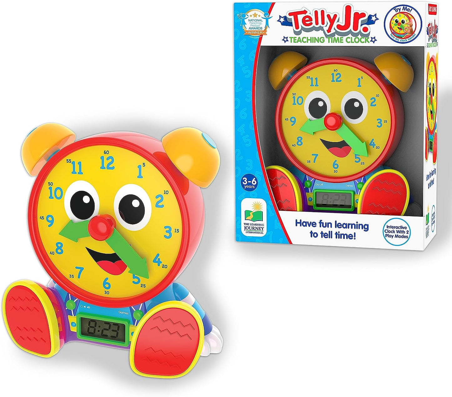 The Learning Journey - Telly Jr. Teaching Time Clock - Primary Color - Telling Time Teaching Clock - Toddler Toys & Gifts for Boys & Girls Ages 3 Years and up - Award Winning Toys